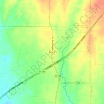 Mapa topográfico Desert, altitud, relieve