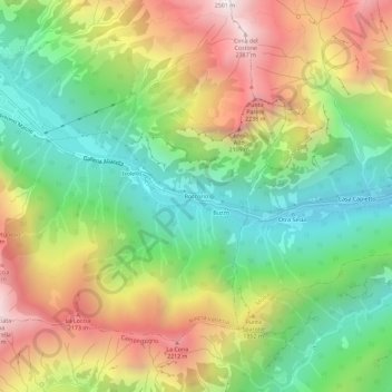 Mapa topográfico Boccorio, altitud, relieve