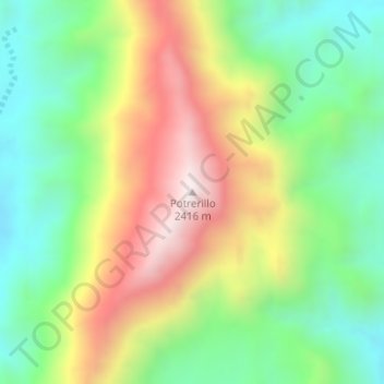 Mapa topográfico Potrerillo, altitud, relieve