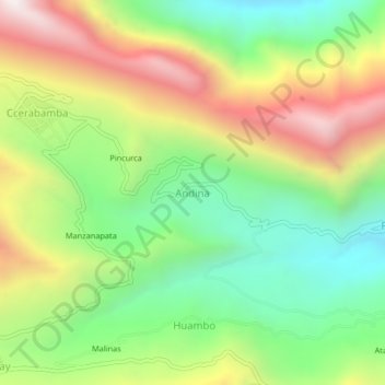 Mapa topográfico Andina, altitud, relieve