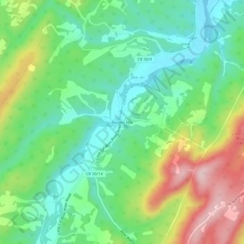 Mapa topográfico Barnes Mill, altitud, relieve