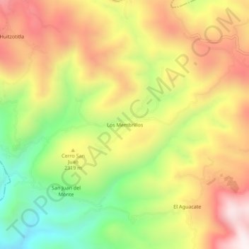 Mapa topográfico Los Membrillos, altitud, relieve