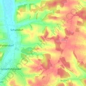 Mapa topográfico Kreuzthann, altitud, relieve