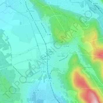 Mapa topográfico Ruères, altitud, relieve