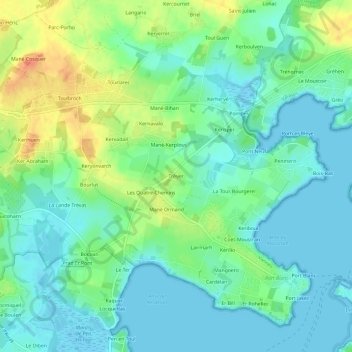 Mapa topográfico Tréver, altitud, relieve