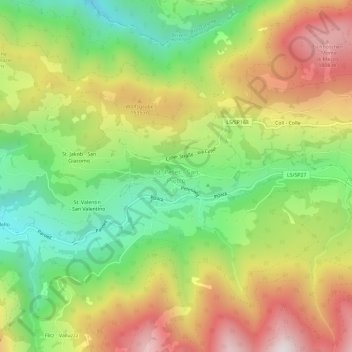 Mapa topográfico San Pietro, altitud, relieve