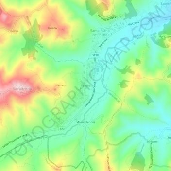 Mapa topográfico Fratte, altitud, relieve