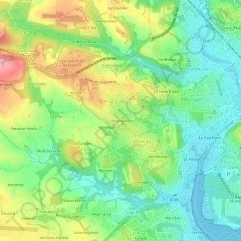 Mapa topográfico Kerguignon, altitud, relieve