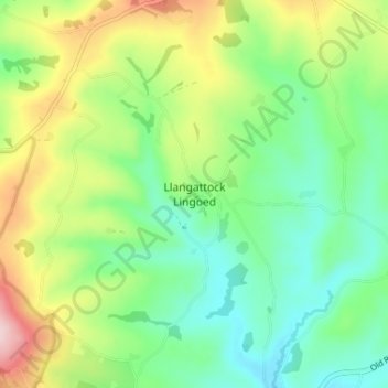 Mapa topográfico Llangattock Lingoed, altitud, relieve