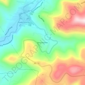 Mapa topográfico Nova Holanda, altitud, relieve
