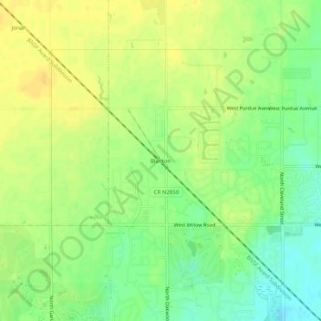 Mapa topográfico Blanton, altitud, relieve