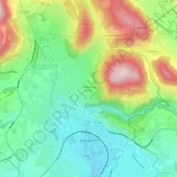 Mapa topográfico Hameau du Garat, altitud, relieve