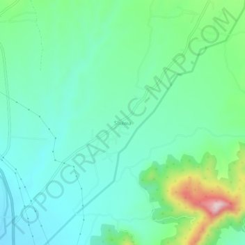 Mapa topográfico Shawa, altitud, relieve
