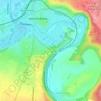 Mapa topográfico Serrière, altitud, relieve