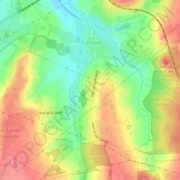 Mapa topográfico Cité Bougard, altitud, relieve