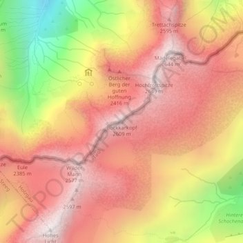 Mapa topográfico Bockkarkopf, altitud, relieve