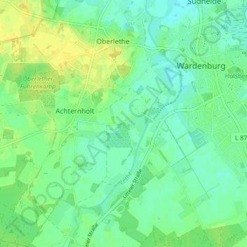 Mapa topográfico Fünfhausen, altitud, relieve