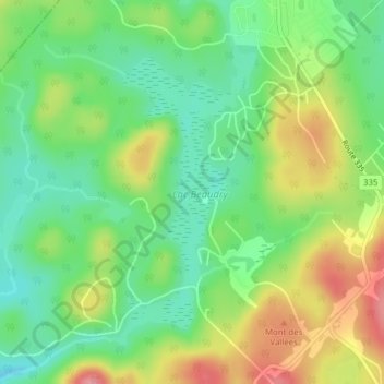 Mapa topográfico Lac Beaudry, altitud, relieve