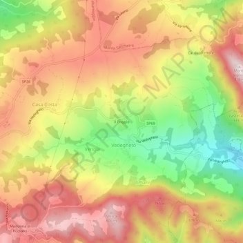 Mapa topográfico Il Poggio, altitud, relieve