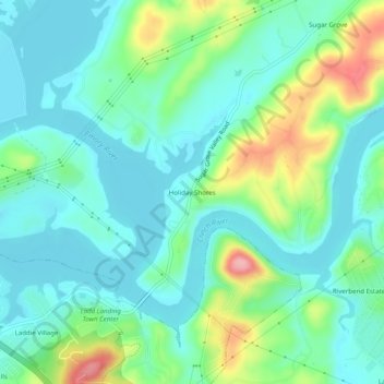 Mapa topográfico Holiday Shores, altitud, relieve