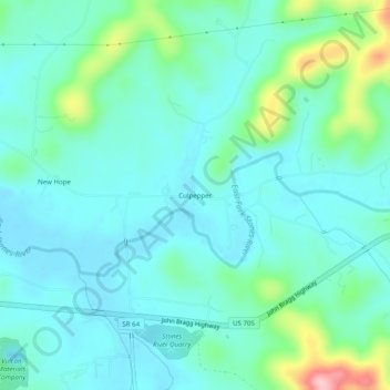 Mapa topográfico Culpepper, altitud, relieve