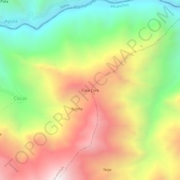 Mapa topográfico Cora Cora, altitud, relieve