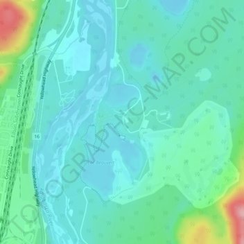 Mapa topográfico Jasper Park Lodge, altitud, relieve