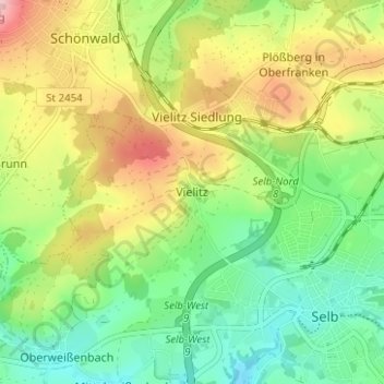 Mapa topográfico Vielitz, altitud, relieve