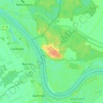 Mapa topográfico Rüterberg, altitud, relieve