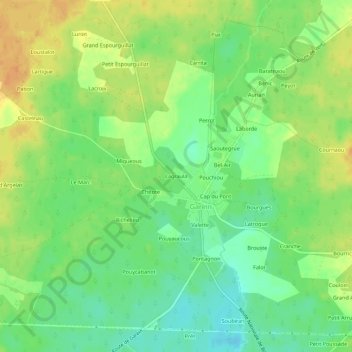 Mapa topográfico Lagraula, altitud, relieve