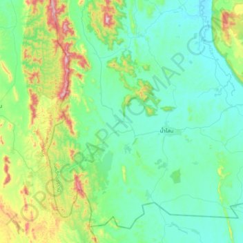 Mapa topográfico Nam Som, altitud, relieve