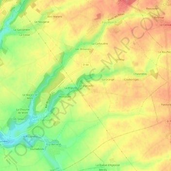 Mapa topográfico Le Vignolet, altitud, relieve