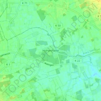Mapa topográfico Hohenholte, altitud, relieve