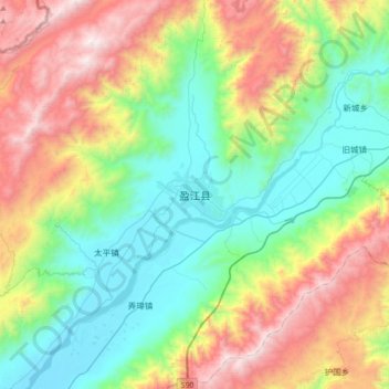Mapa topográfico Yingjiang County, altitud, relieve
