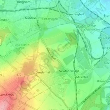Mapa topográfico Hilltown, altitud, relieve
