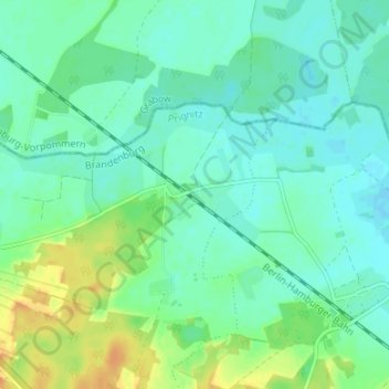 Mapa topográfico Klein Warnow, altitud, relieve