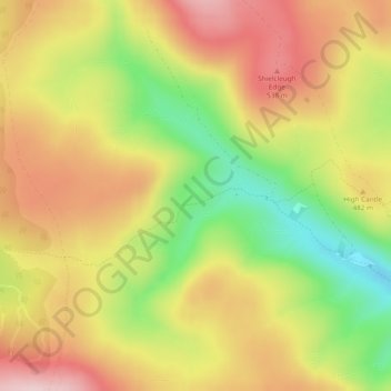 Mapa topográfico Nagshead Knowe, altitud, relieve