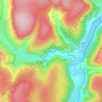 Mapa topográfico Pontonnière, altitud, relieve