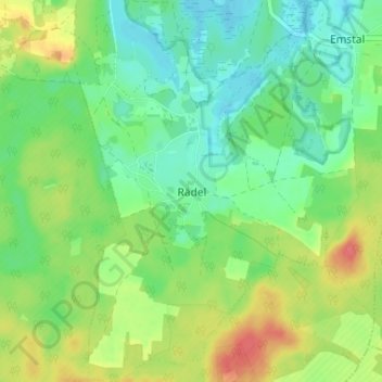 Mapa topográfico Rädel, altitud, relieve