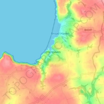 Mapa topográfico Little Haven, altitud, relieve