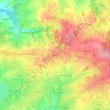 Mapa topográfico La Graule, altitud, relieve