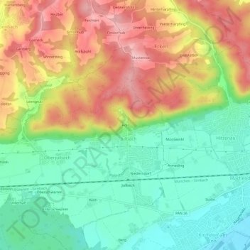 Mapa topográfico Höll, altitud, relieve