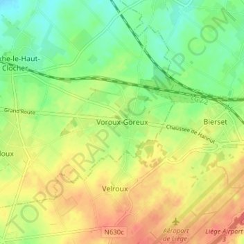 Mapa topográfico Voroux-Goreux, altitud, relieve
