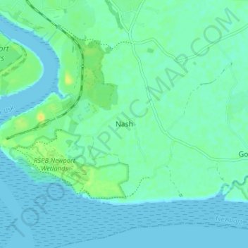 Mapa topográfico Nash, altitud, relieve
