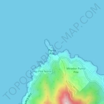 Mapa topográfico Punta Pite, altitud, relieve