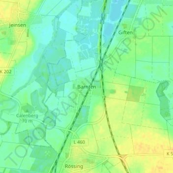 Mapa topográfico Barnten, altitud, relieve