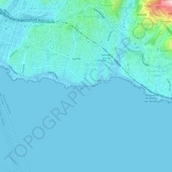Mapa topográfico Boccadasse, altitud, relieve