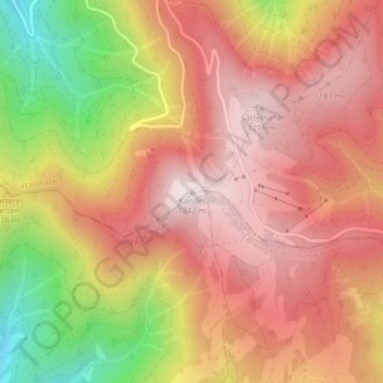 Mapa topográfico Kandel, altitud, relieve