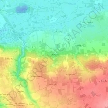 Mapa topográfico Chasserat, altitud, relieve