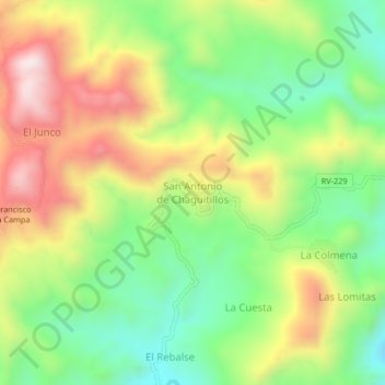 Mapa topográfico San Antonio de Chaguitillos, altitud, relieve